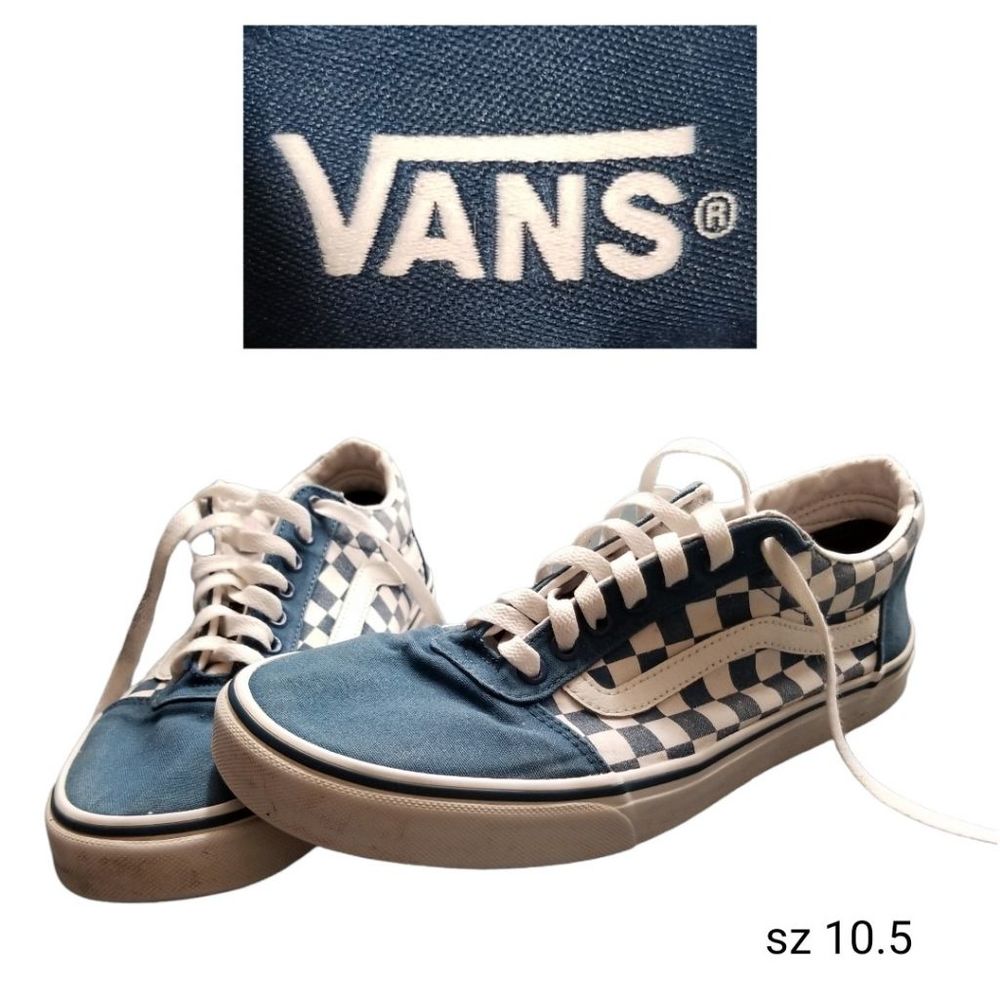Vans Turquoise Blue Green Checkered Sneakers Shoes sz 10.5 - Picture 1 of 13